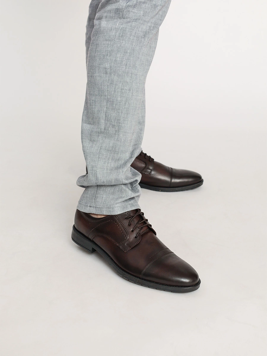 Туфли-дерби коричневые с отрезным носком